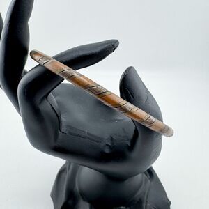 Vintage Twisted Striped Metal Copper Brass Bracelet Cuff 70s Retro